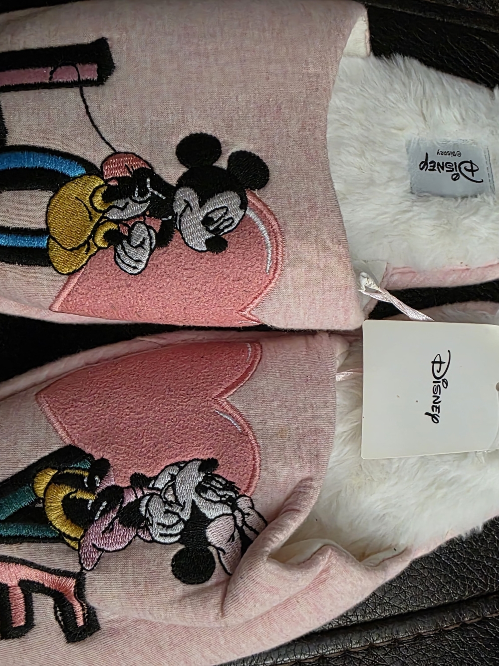 Disney Pink Mickey & Minnie Heart Slippers for Kids